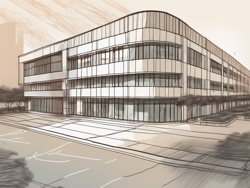 The shanghai american school building with a few job application forms and a pen on the foreground