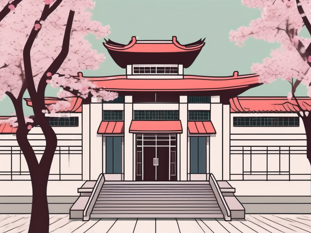 The shanghai japanese school building with a path leading to its entrance