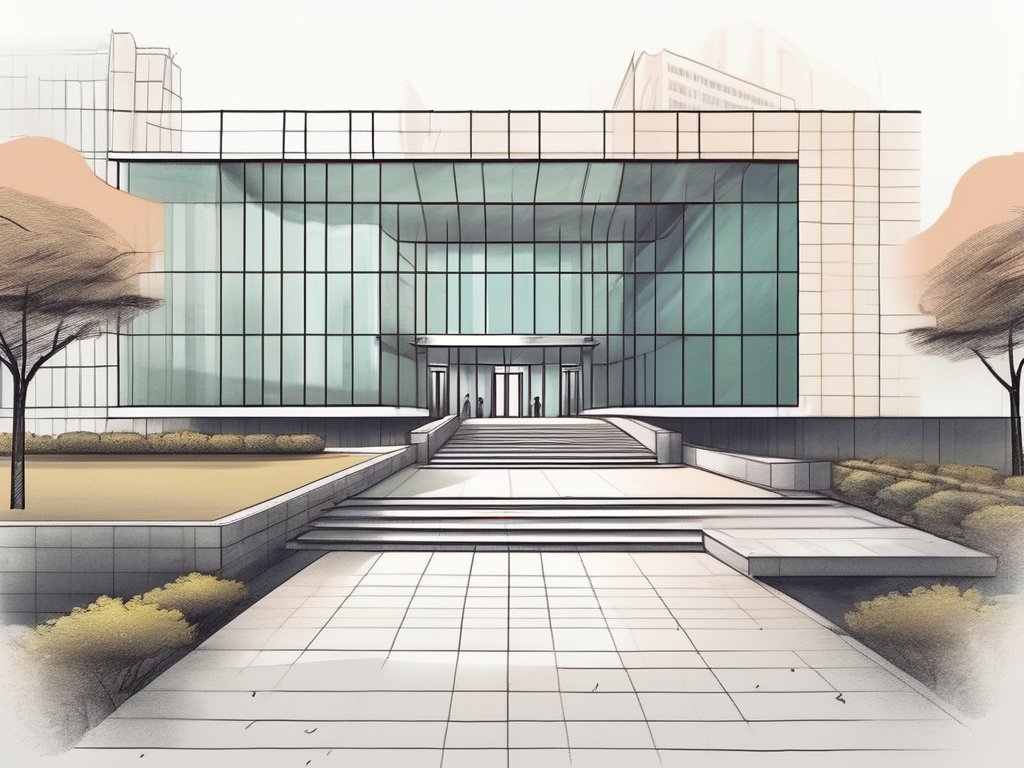 The ulink college of shanghai building with a pathway leading to the entrance