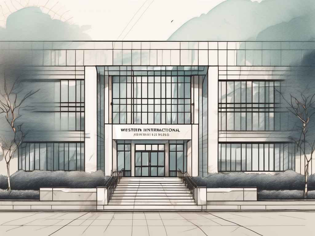 The western international school of shanghai's building with a job application and a pen on the foreground