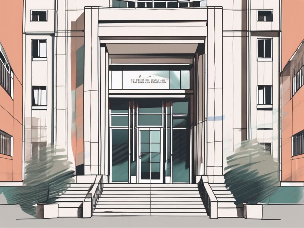 The lycée français international de pékin's building with a few job application papers floating towards its entrance