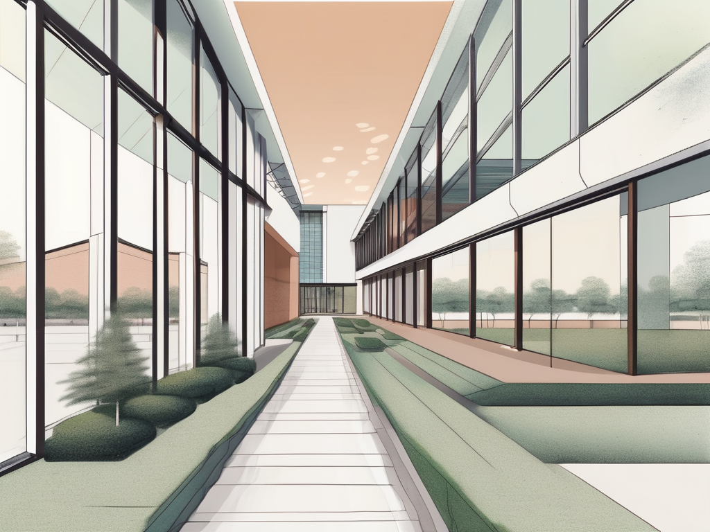 The yew chung international school of beijing's building with a pathway leading towards it