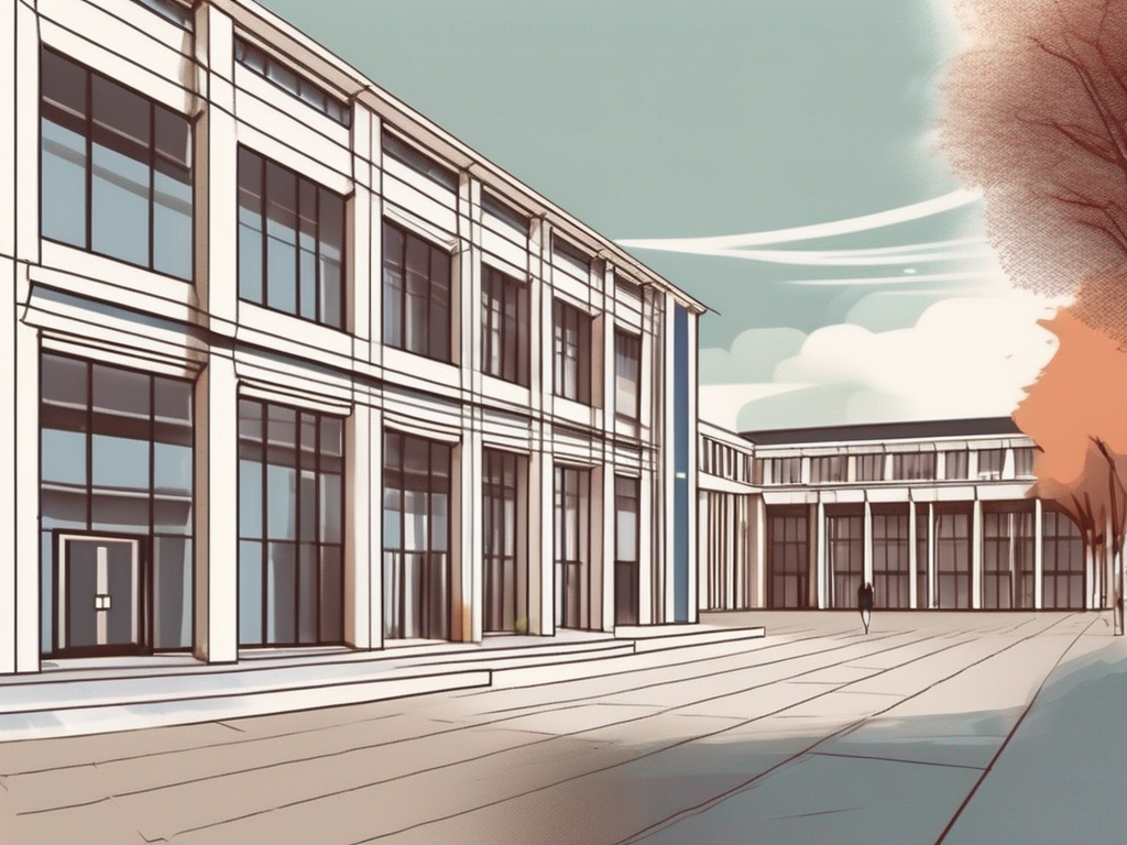 The iconic oxford international college of changzhou building with a path leading towards its entrance