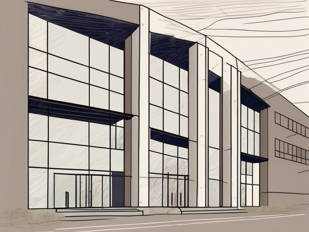 The dalian american international school building with a symbolic representation of a job application form next to it