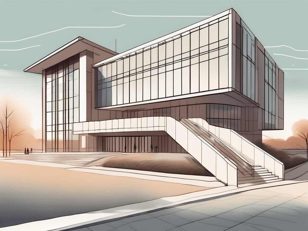 The international school of qingdao building with a path leading towards it