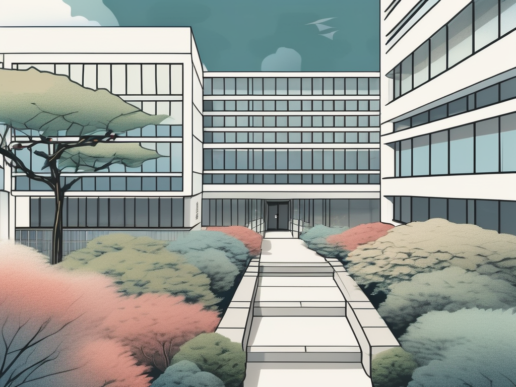 The yokohama international school building with a symbolic representation of job opportunities