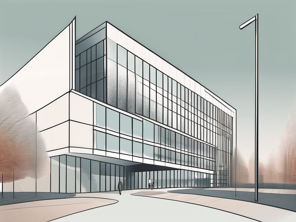 The frankfurt international school building with a path leading towards it