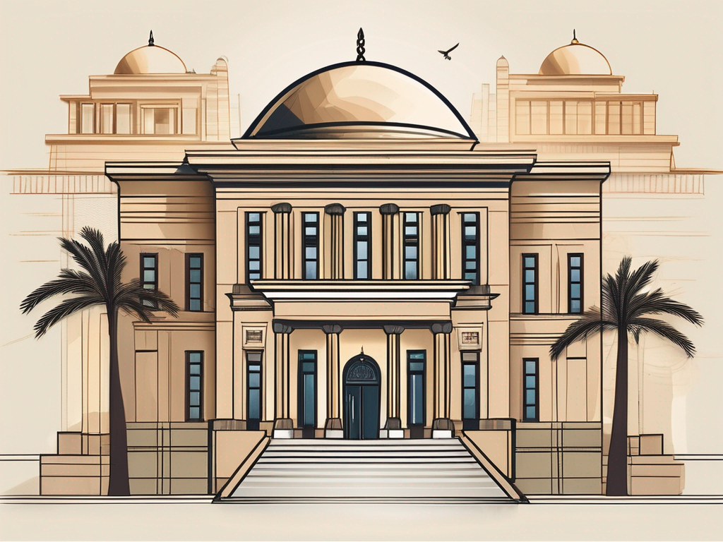 The cairo american college building with a few surrounding egyptian landmarks