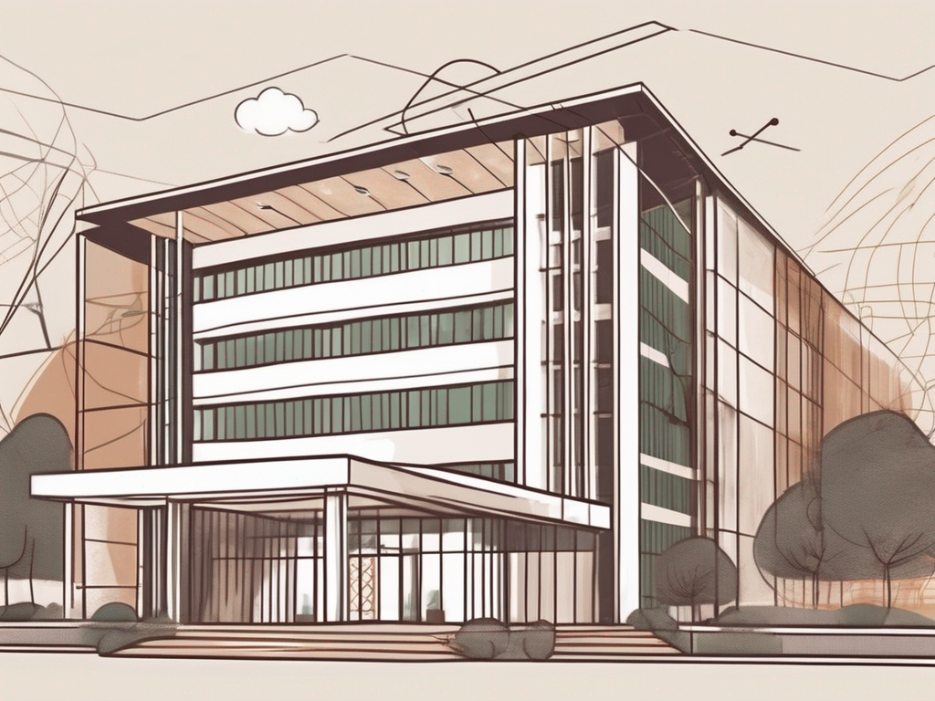 The yew chung international school building in china surrounded by symbolic elements like a passport