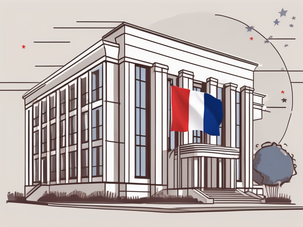 The french american international school building with an american flag on one side and a french flag on the other