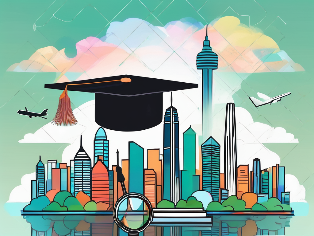 A vibrant hong kong skyline with iconic landmarks