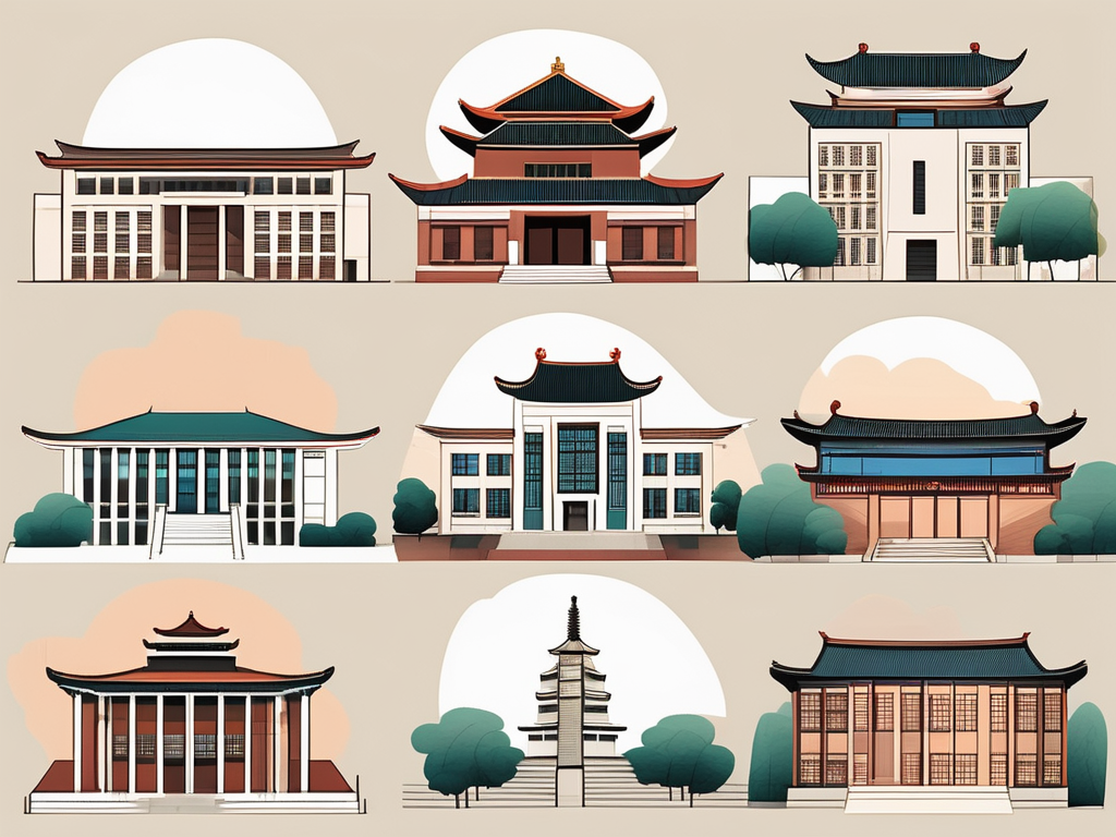 A diverse collection of ten different school buildings