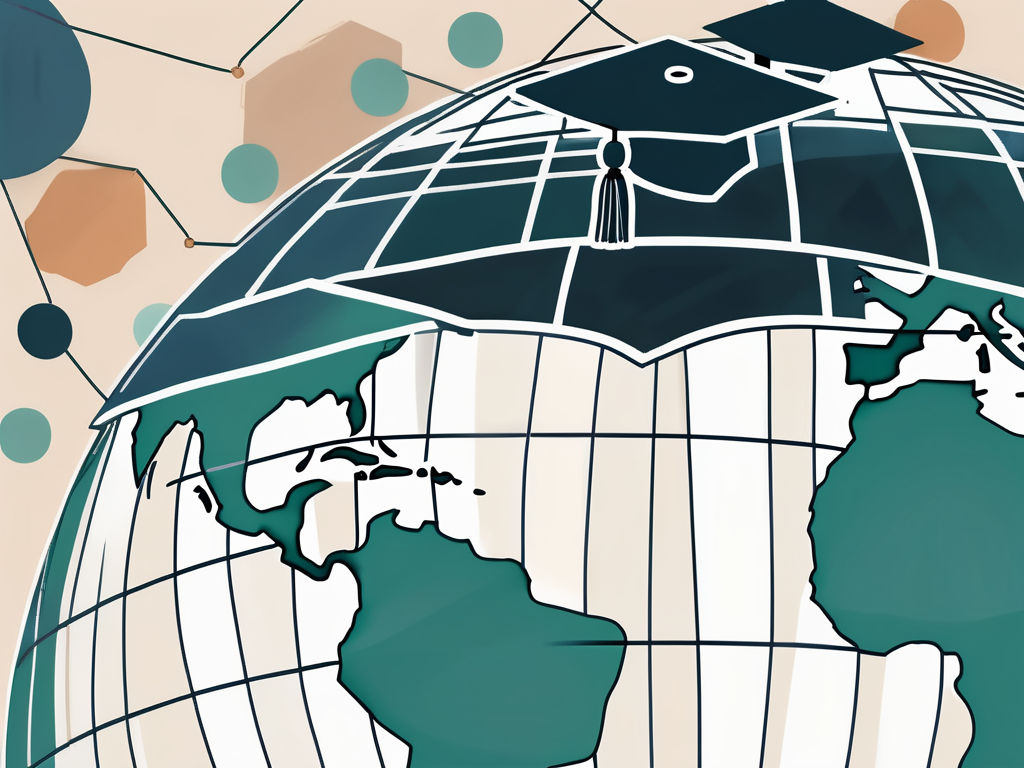 A teacher's desk with a globe