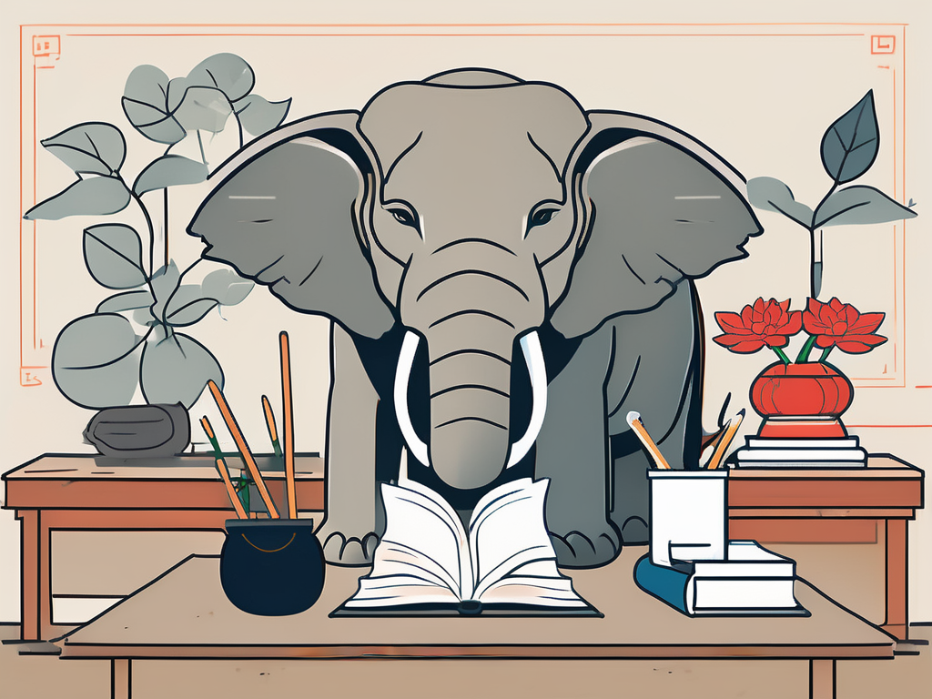 A classroom scene with iconic symbols of vietnam and thailand