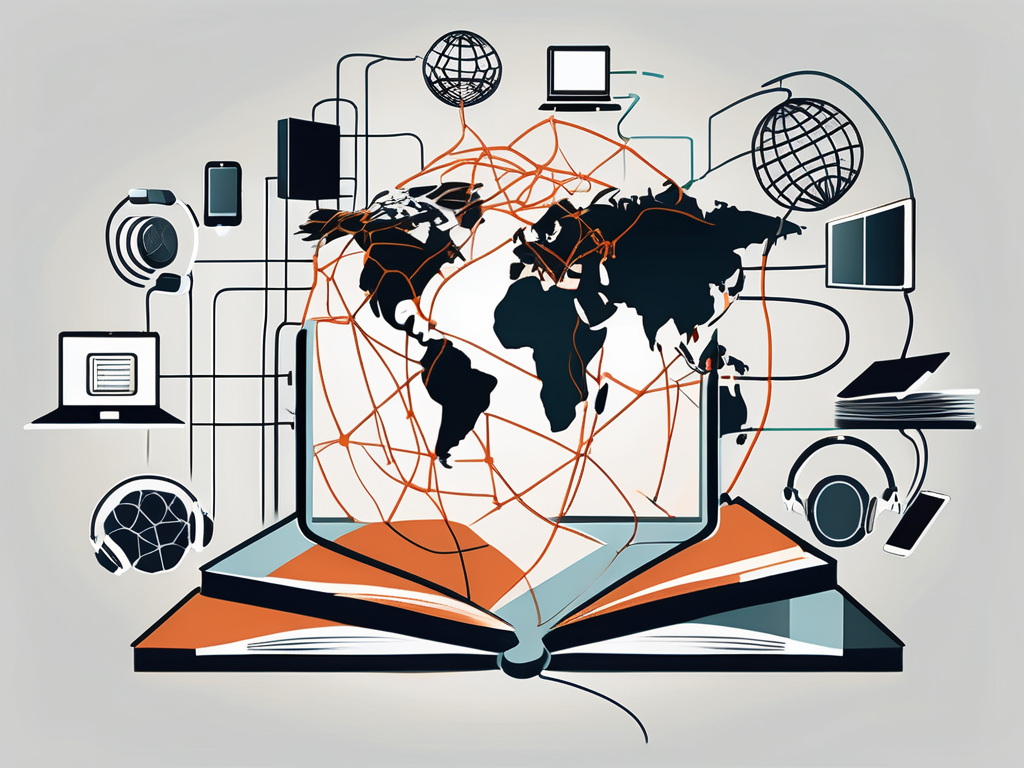 Eight different digital icons symbolizing various resources such as books