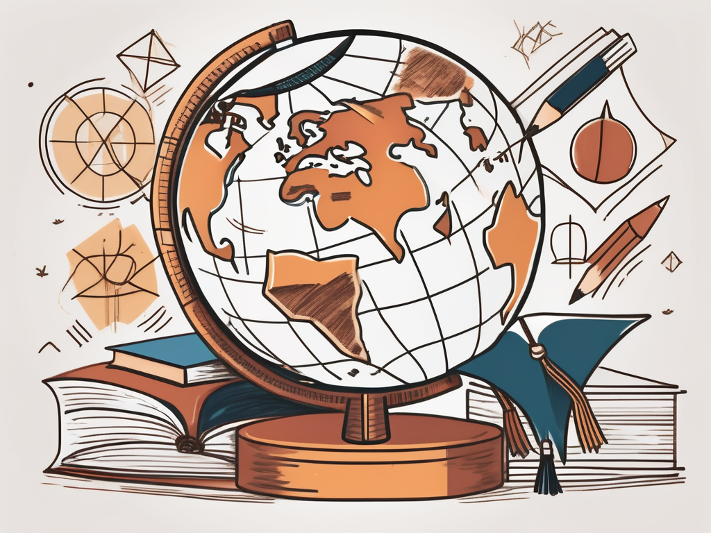 A traditional thai schoolhouse with a magnifying glass hovering over it