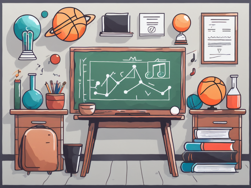 A classroom with a chalkboard