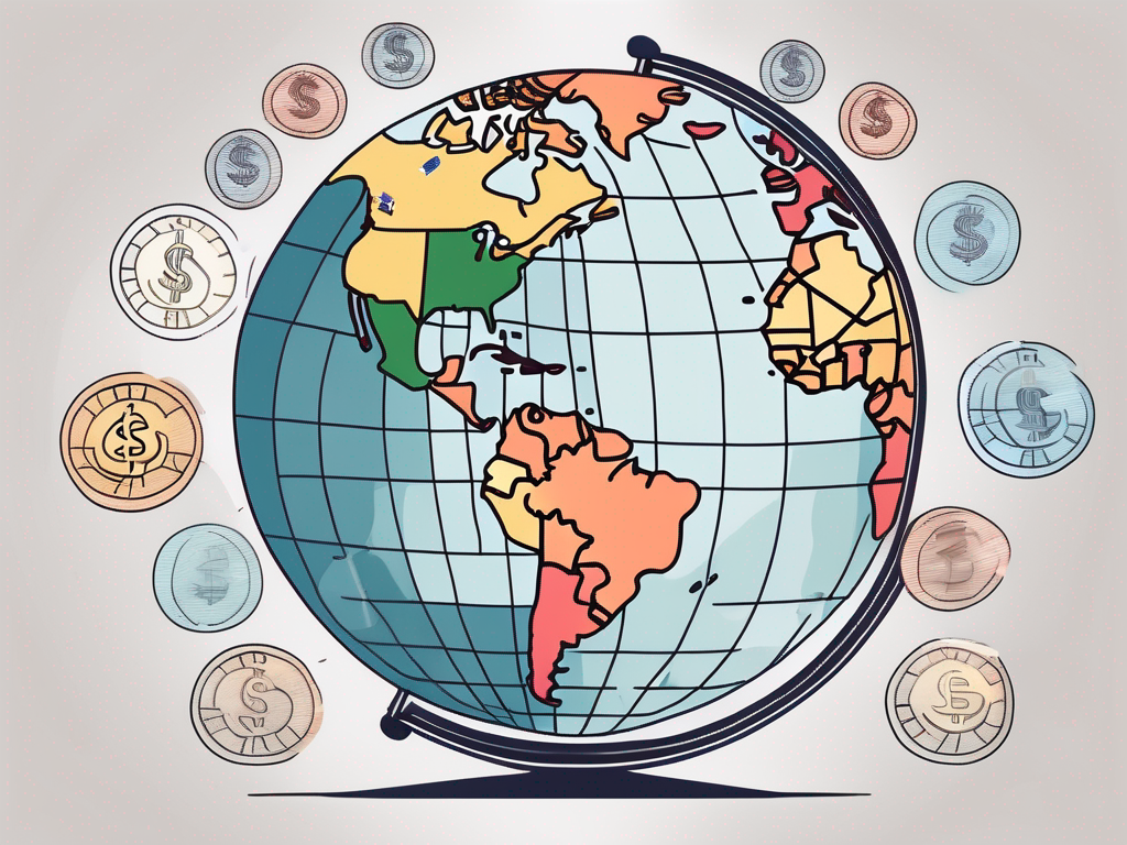 A globe highlighting various countries