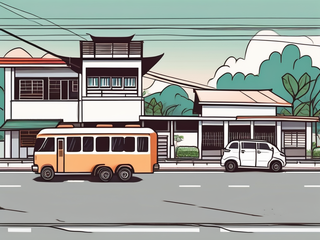 A typical thai landscape with a school building