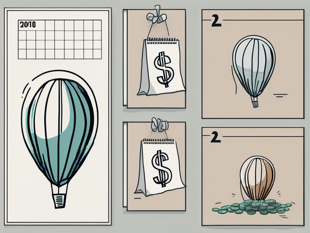 A deflated balloon with a dollar sign on it