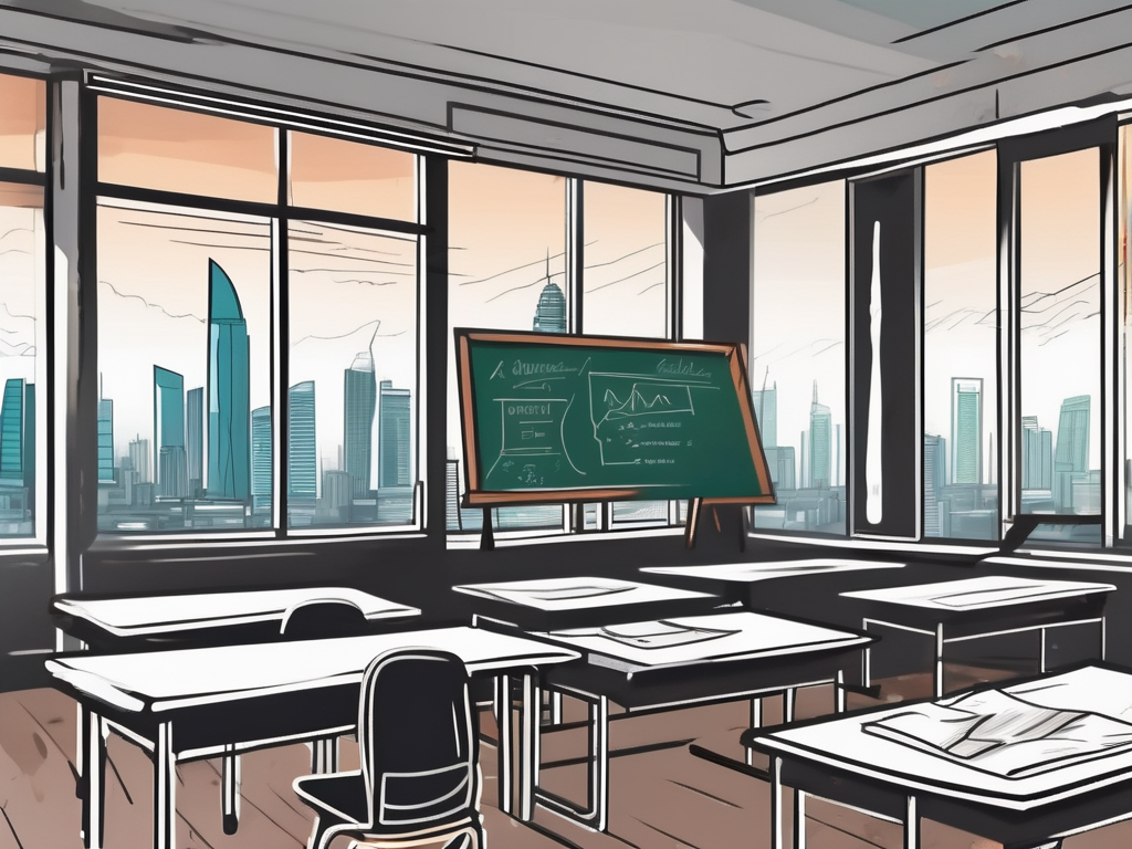 A classroom with a chalkboard