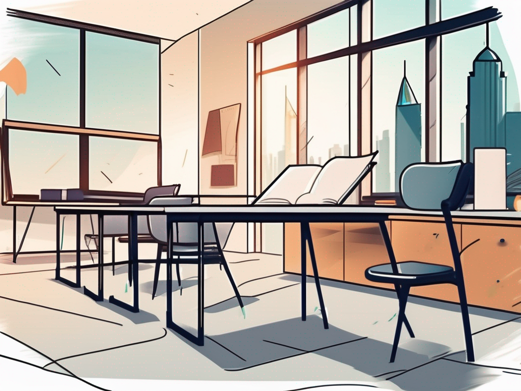 A modern classroom setting in dubai with a graduation cap and diploma placed on the teacher's desk