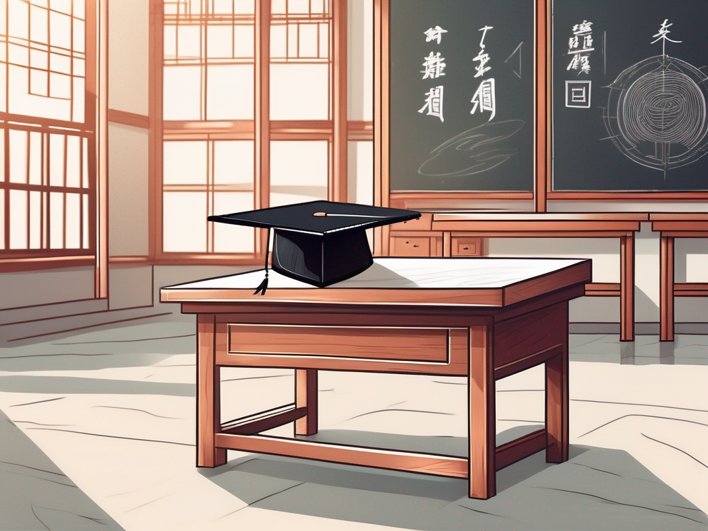 A classroom setting with traditional chinese architectural elements