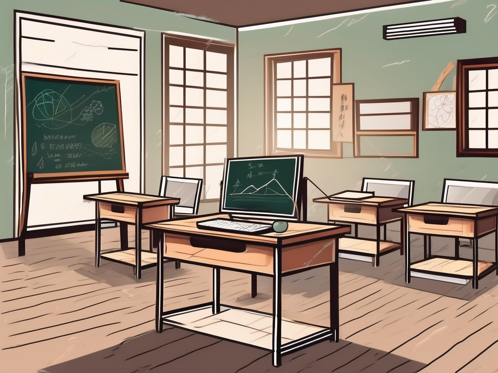 A classroom setting with vietnamese cultural elements