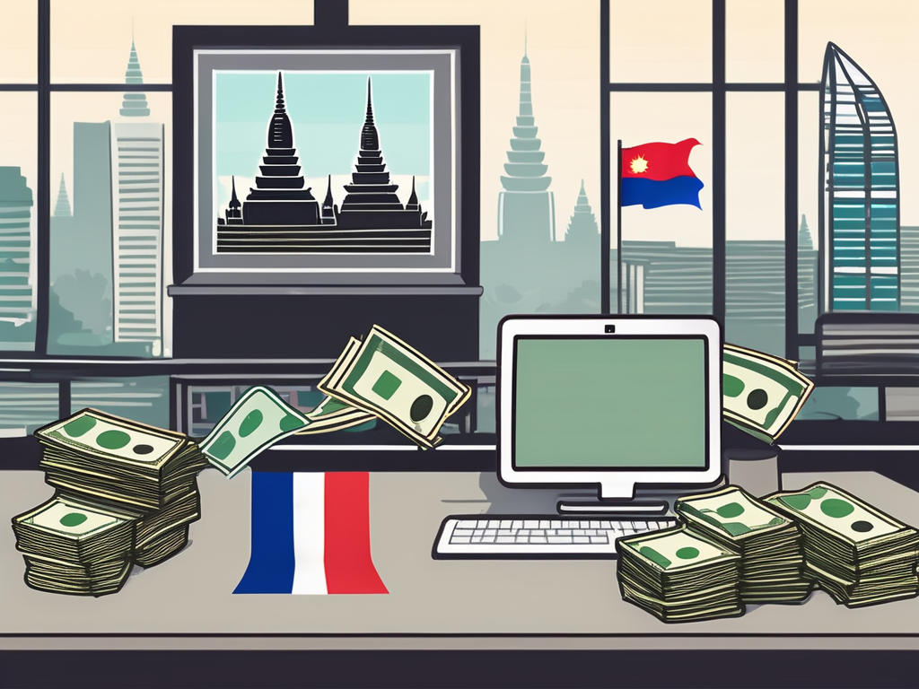 A classroom setting with international flags