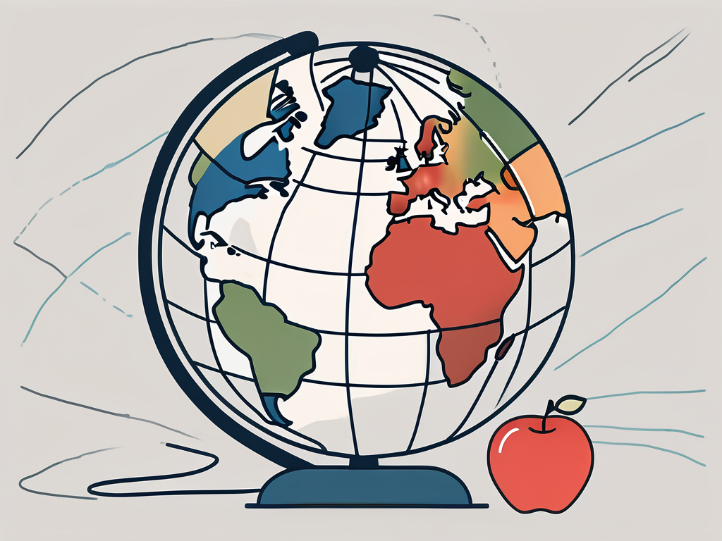 A globe with different countries highlighted