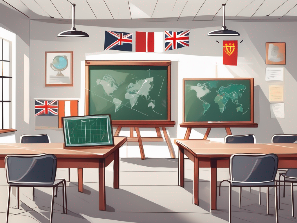 Two chalkboards in a classroom setting