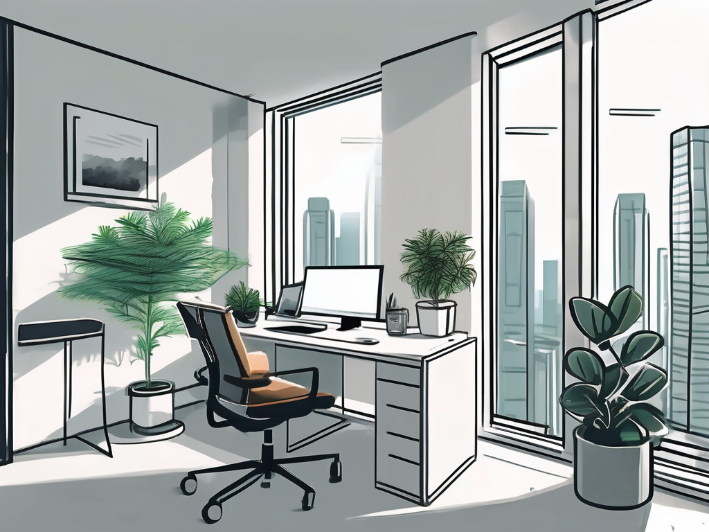 A modern singaporean office space with elements like a comfortable chair