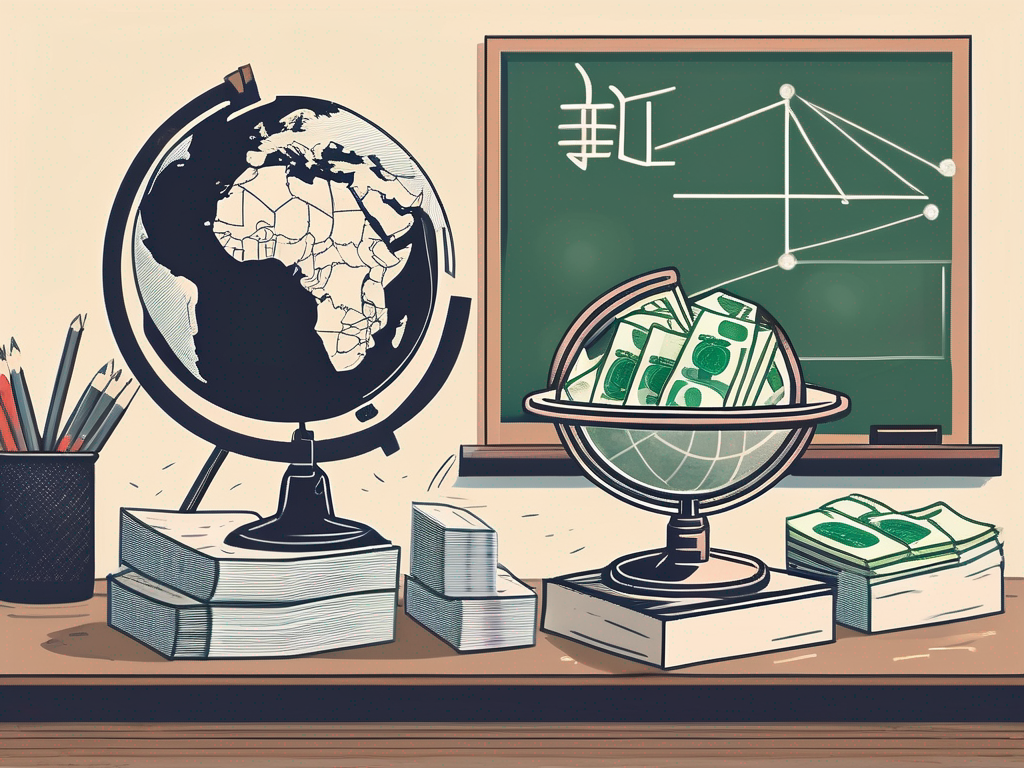 A classroom setting with a globe