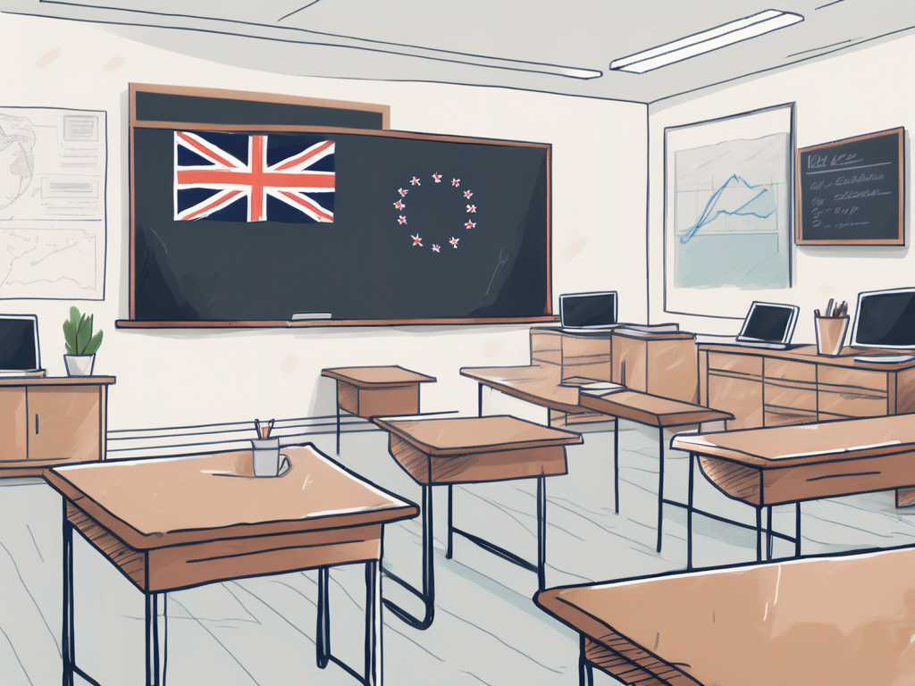 A classroom setting with a chalkboard
