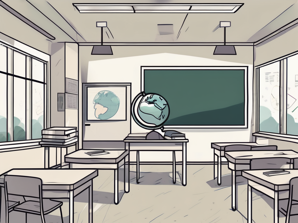 A classroom setting in malaysia with scattered teaching materials