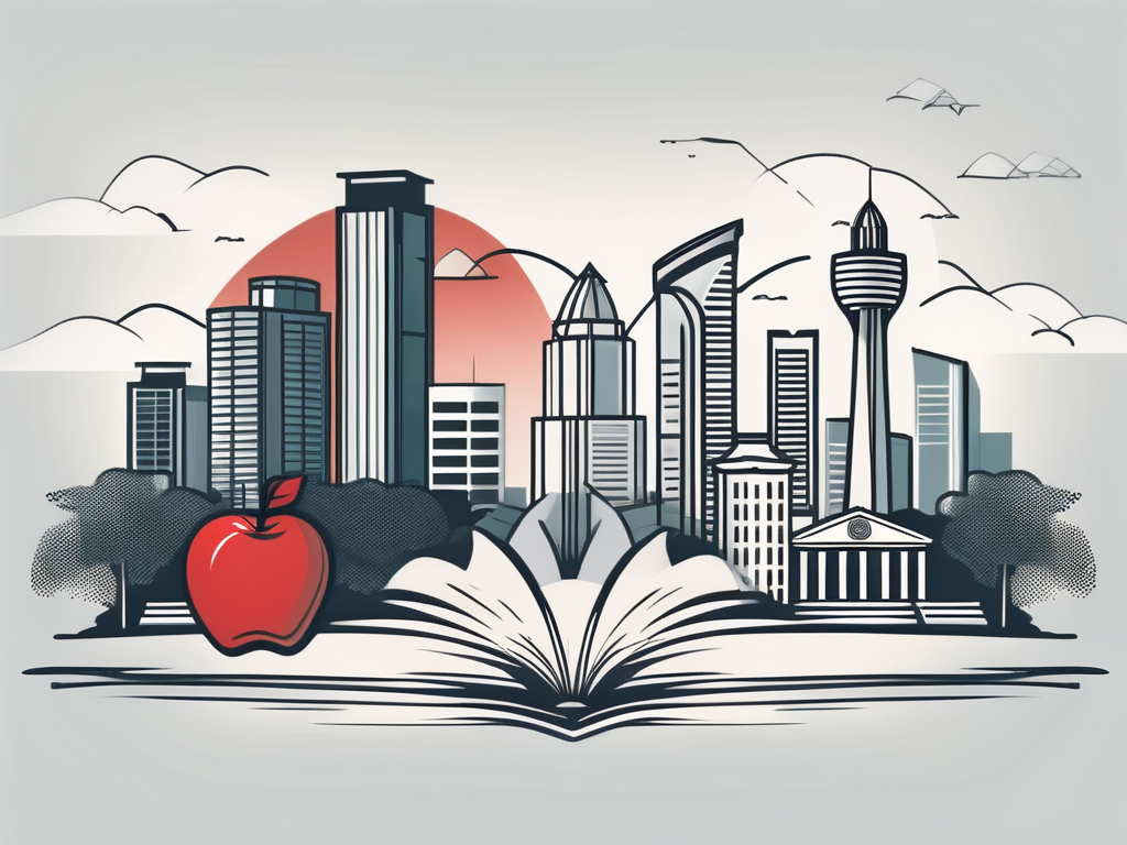 A classic singapore skyline with iconic landmarks