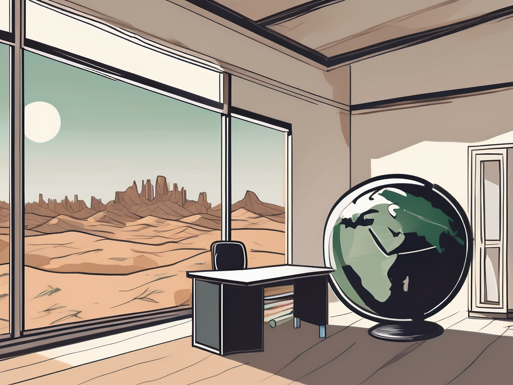 A classroom setting with a chalkboard