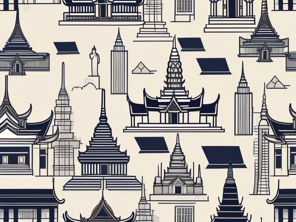 A thai cityscape with iconic landmarks