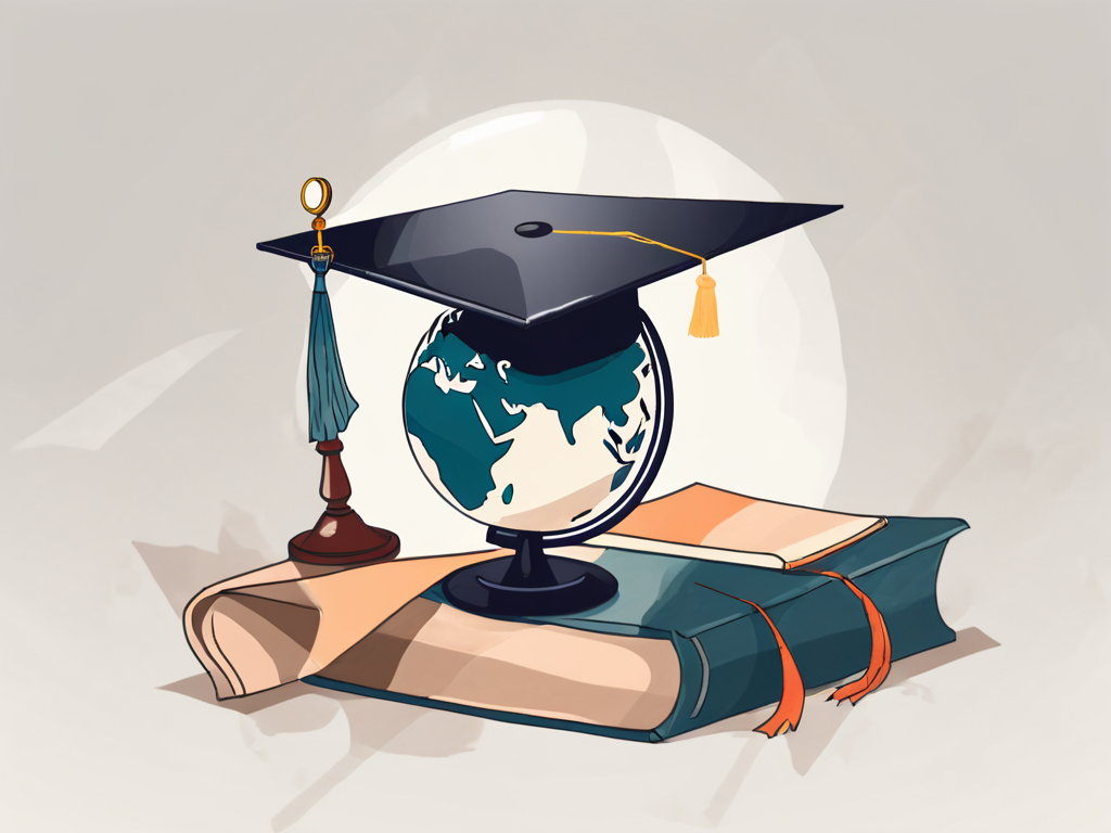 A graduation cap resting on top of a globe