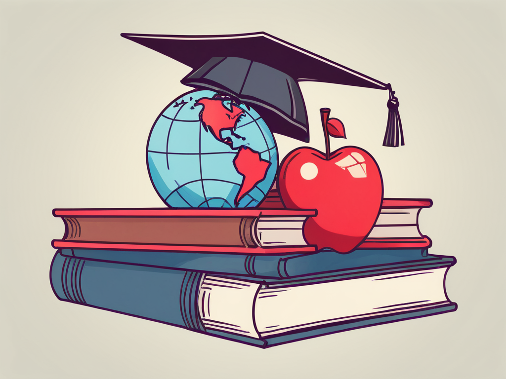 A graduation cap sitting atop a stack of books