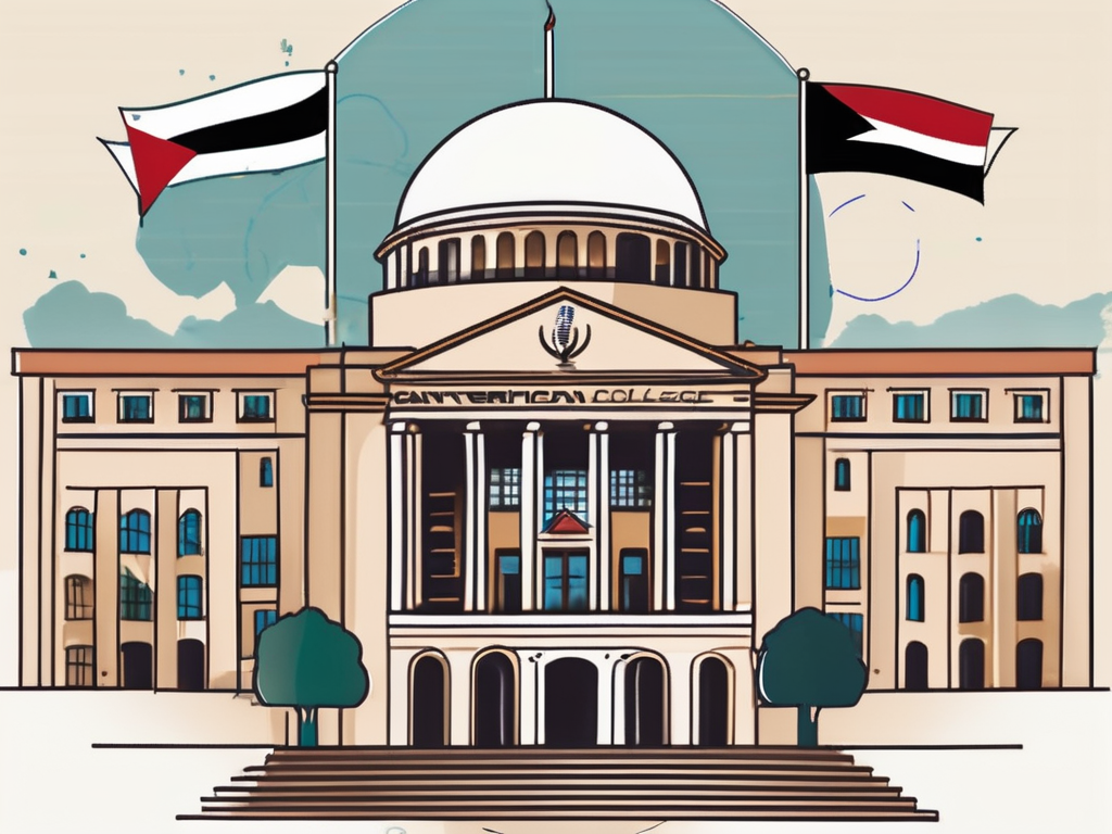 The cairo american college building with a surrounding landscape indicating its location in egypt