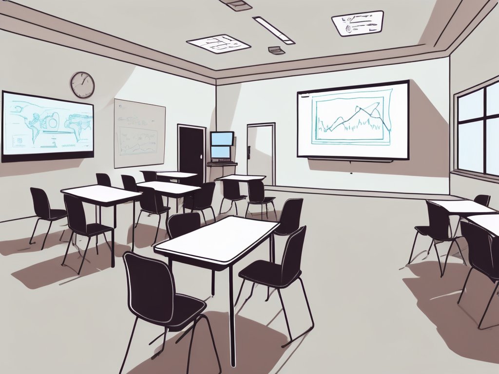 A classroom setting with various innovative teaching tools such as a smartboard