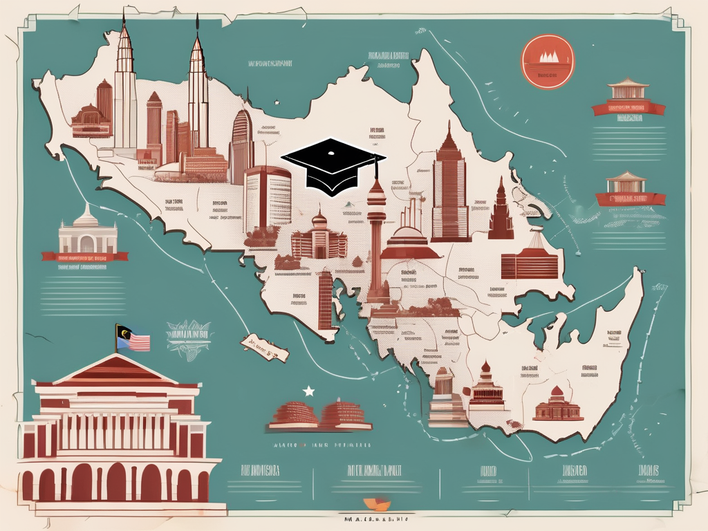 A map of malaysia highlighting major cities
