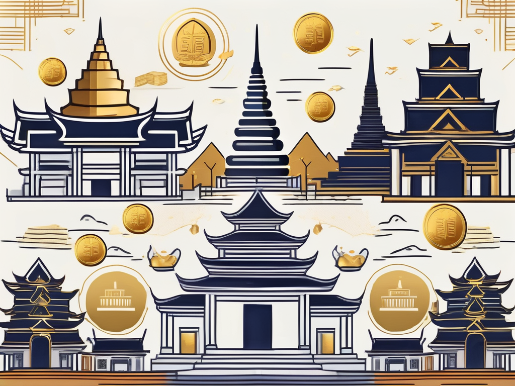 A thai cityscape with iconic landmarks