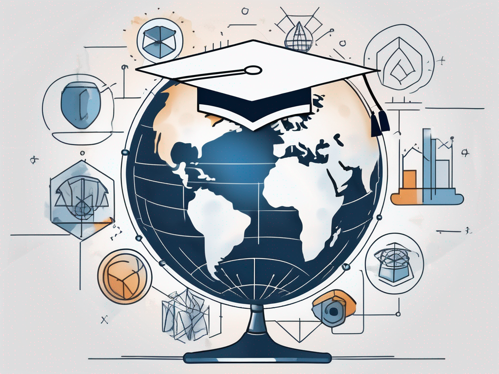 A globe with a graduation cap on top