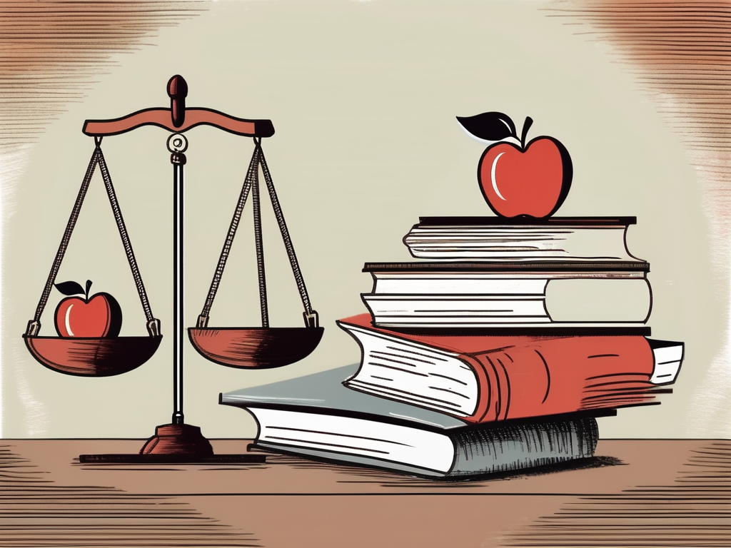 A heavy stack of papers and books tipping a balance scale