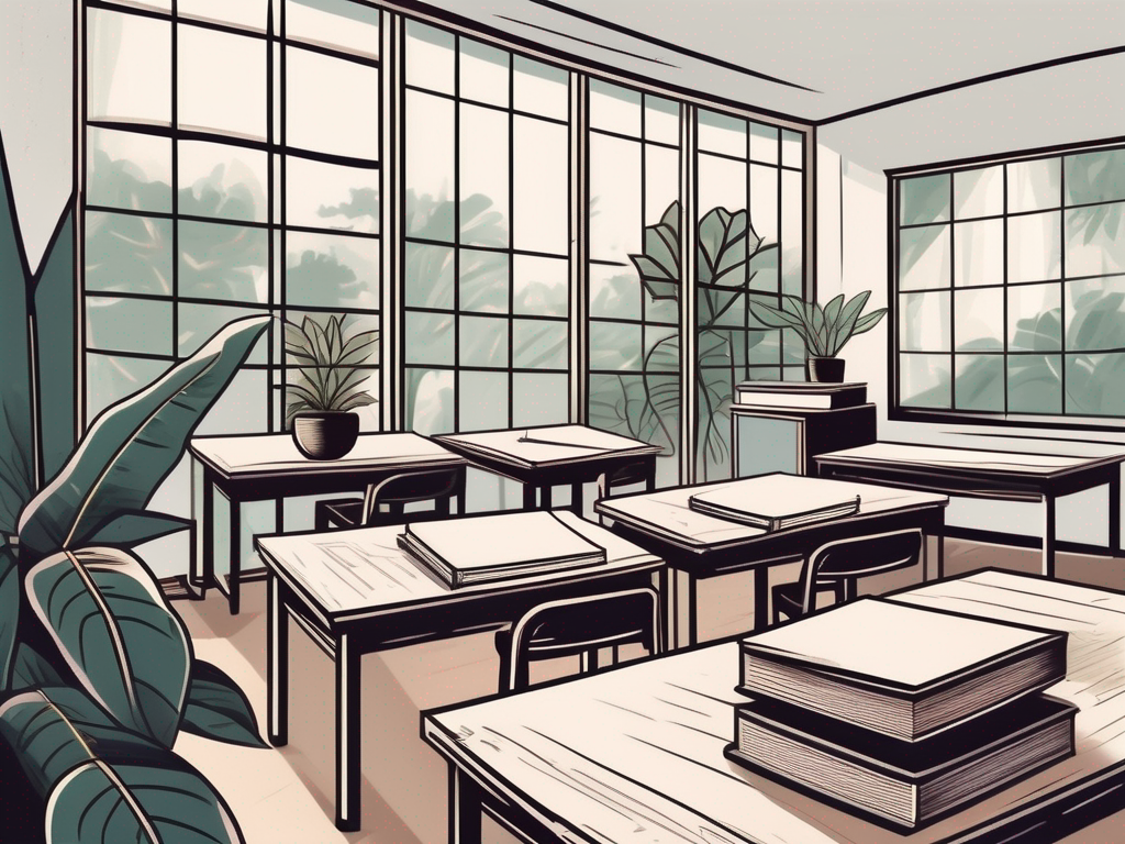 A traditional thai classroom with a chalkboard