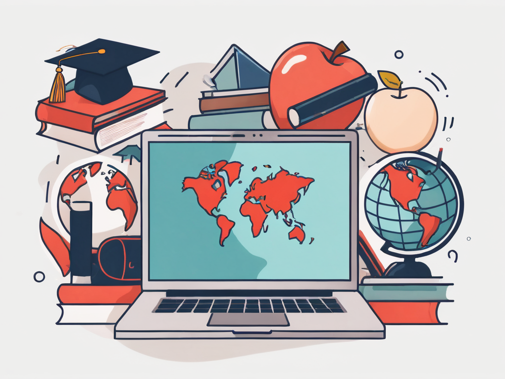 A laptop displaying a graduation cap icon