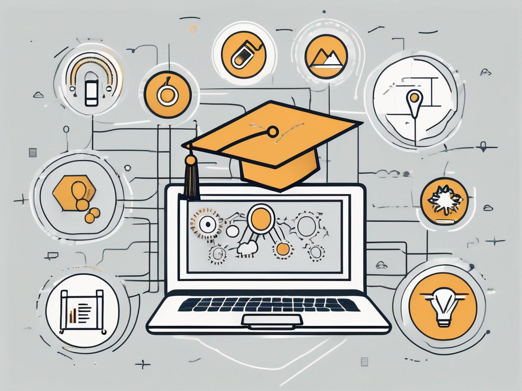 A laptop displaying a graduation cap