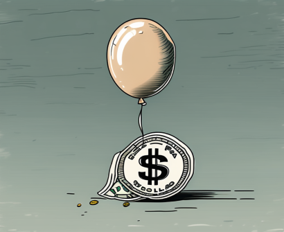 A deflated balloon with a dollar sign on it